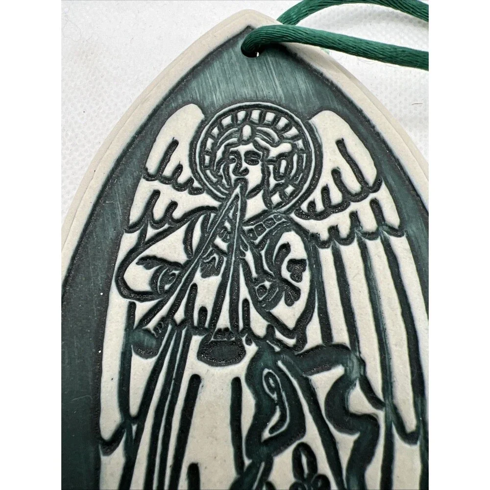 2 angel music musician christmas ornaments unique classic horn guitar green
